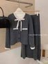 Premium Ribbon Collar Soft Sweater With Skirts Sets